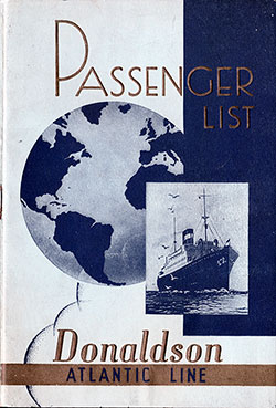 Passenger list for Athenia’s voyage from Glasgow to Canada, Sept. 2, 1938